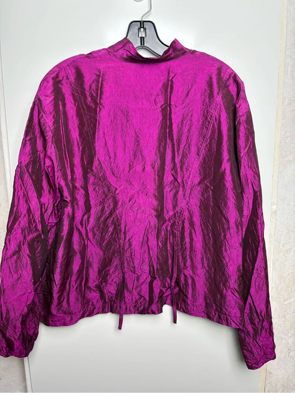 Eleven Stitch Design Fuchsia‎ Button-Up 100% silk jacket sz M